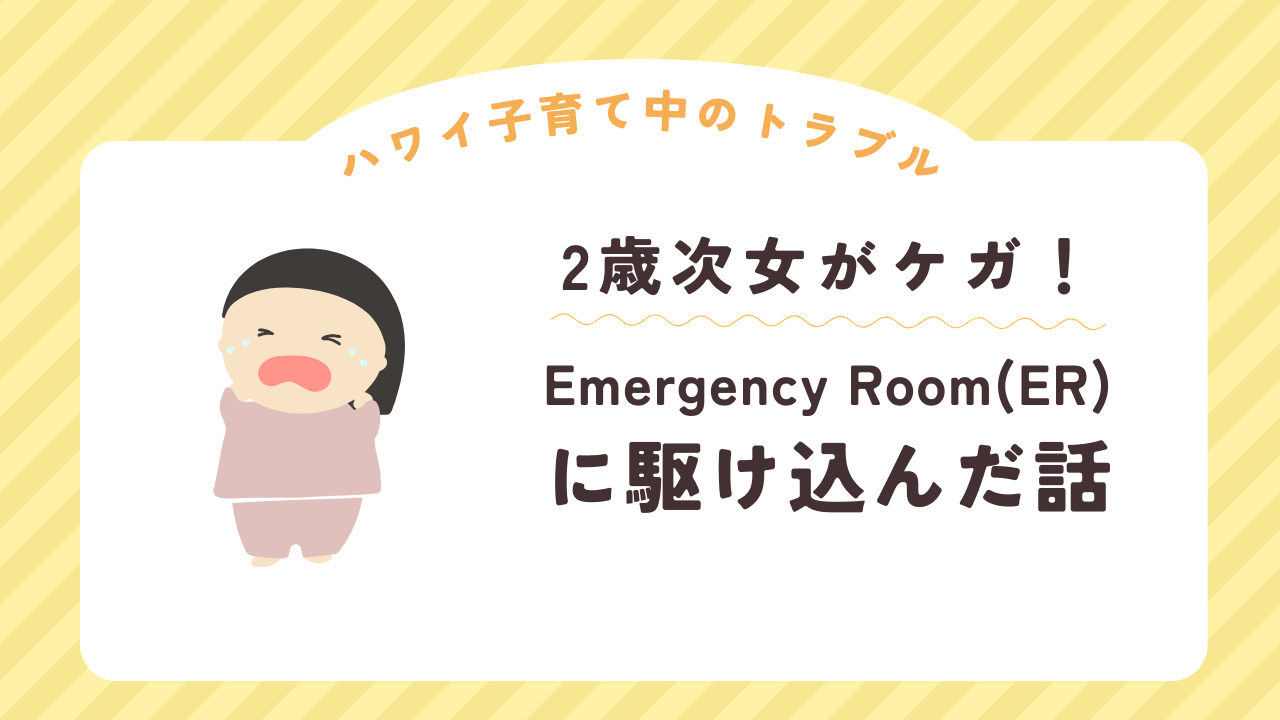 この記事ではこばやん家の次女（当時2歳）がある日大怪我をしてER（エマージェンシールーム）に駆け込んだ時の話です。どう治療を乗り切ったのか？どなたかの参考になれば幸いです。